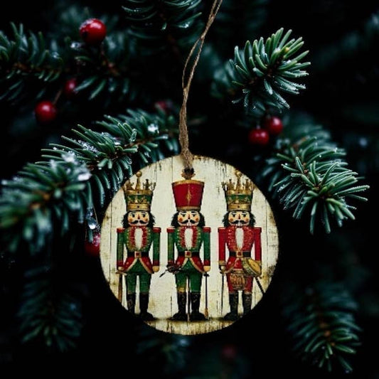 Nutcrackers - Vintage Christmas Decor Wood Ornament- Inkwood Crafters