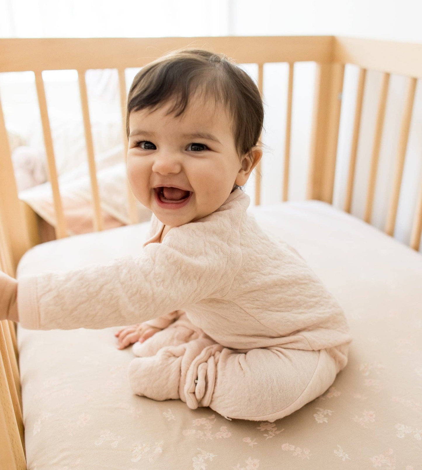 Organic Cotton Quilted Bee Wrap-Front Baby Jumpsuit - Ranunculus
: Ranunculus / 18 Months