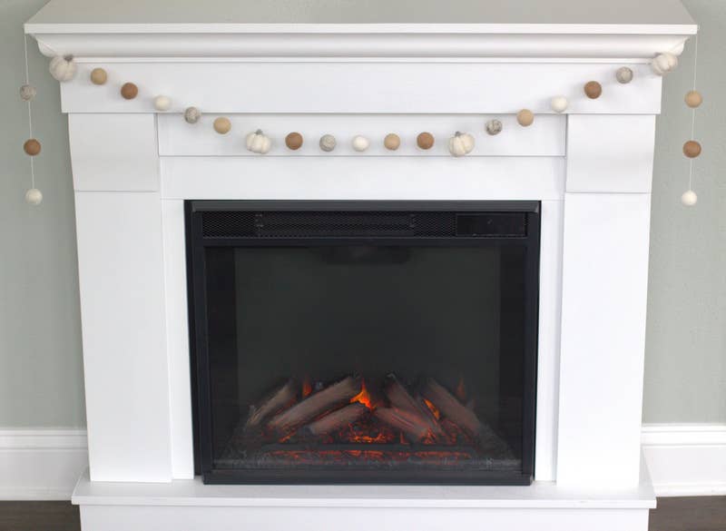 Felt Pumpkin Garland in Neutrals- White, Gray, Cream- Fall