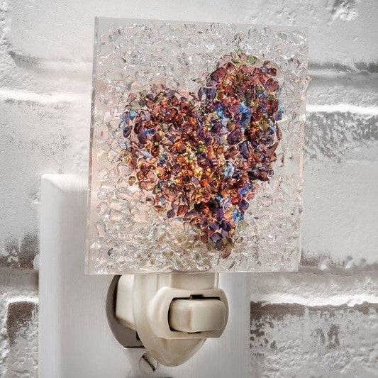 Ntl 187 Fused Glass Heart Night Light - J Devlin Glass Art & Bert Anderson Collection