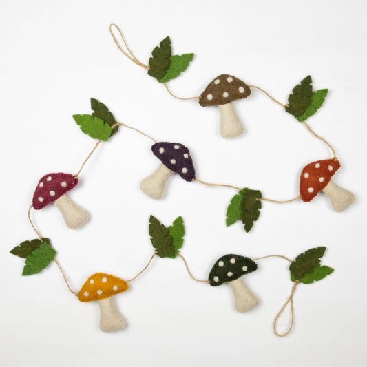 Garland - Felt Multicolor Spotted Mushroom - The Winding Road