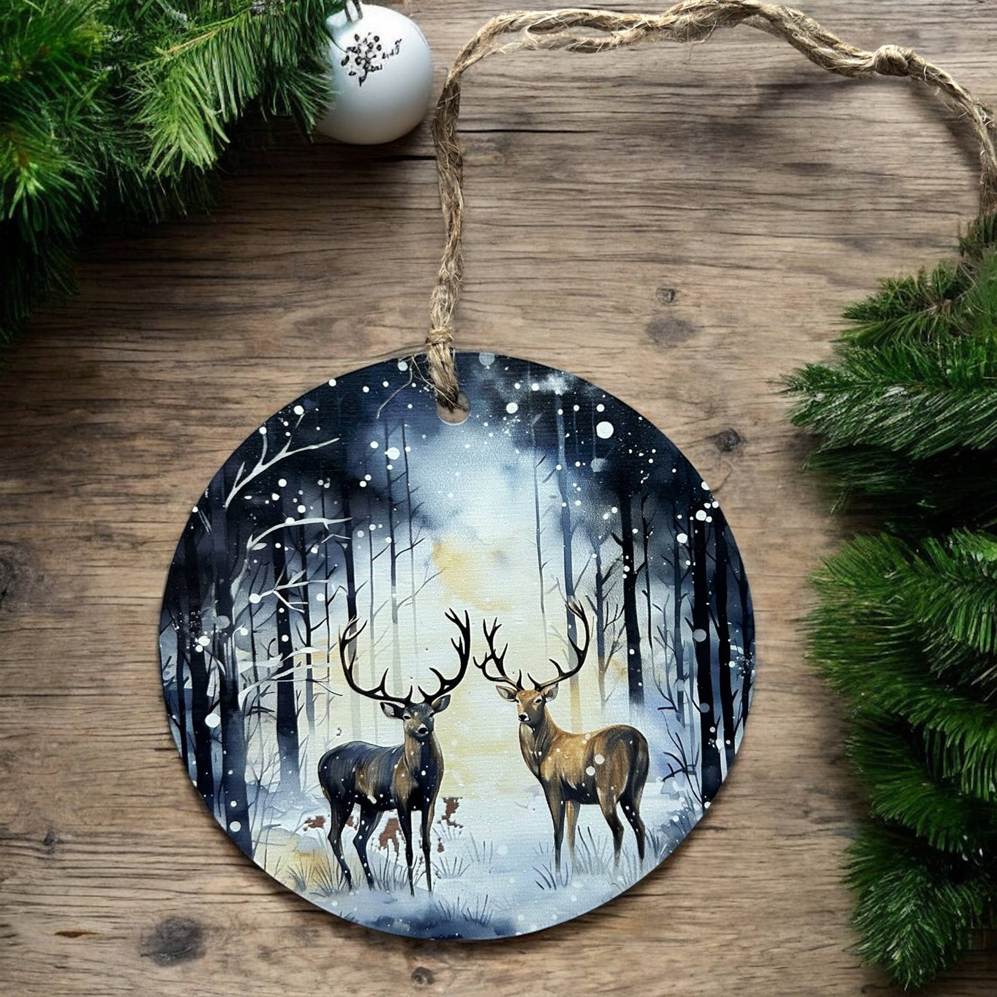 Winter Deer - Wood Holiday Ornament- Inkwood Crafters