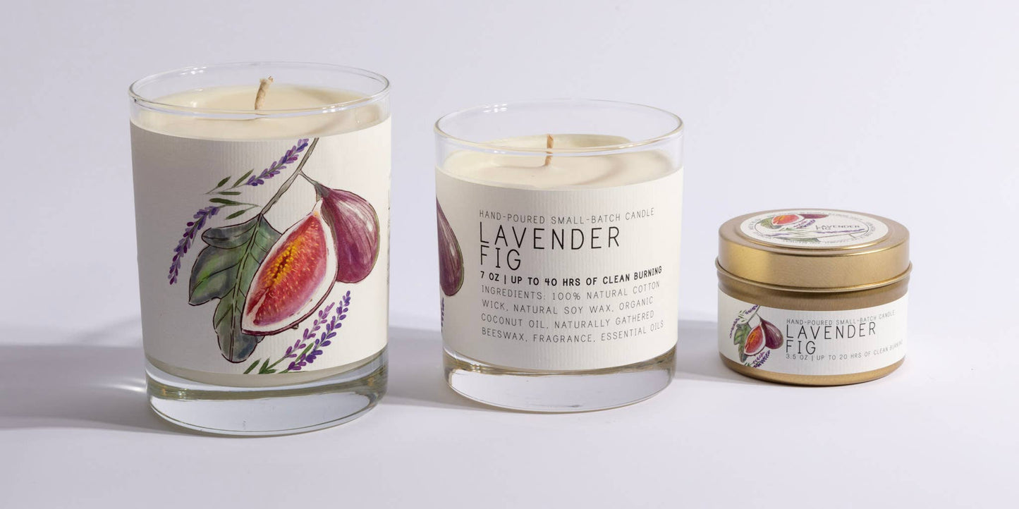 Lavender Fig - Medium Glass - Just Bee Candle: Medium Glass (up to 40 hrs of clean burning)