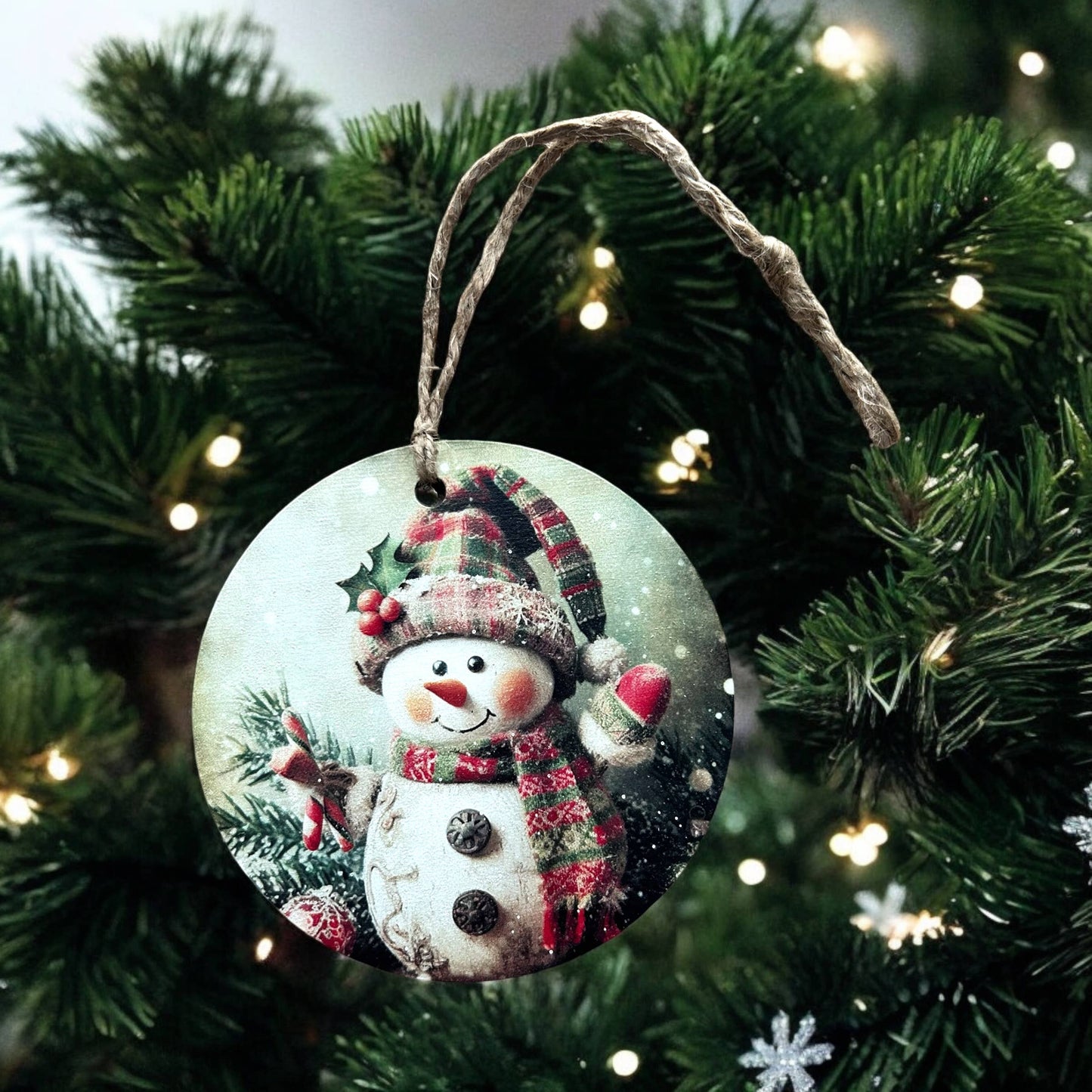Vintage Snowman - Cute Wood Christmas Ornament - Inkwood Crafters