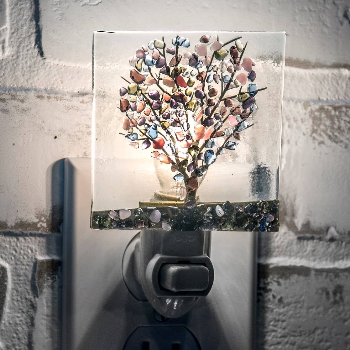 Tree Fused Fall Night Light J Devlin Ntl 159 Series: Purple - J Devlin Glass Art & Bert Anderson Collection