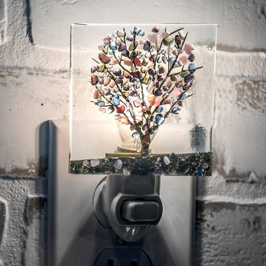 Tree Fused Fall Night Light J Devlin Ntl 159 Series: Purple - J Devlin Glass Art & Bert Anderson Collection