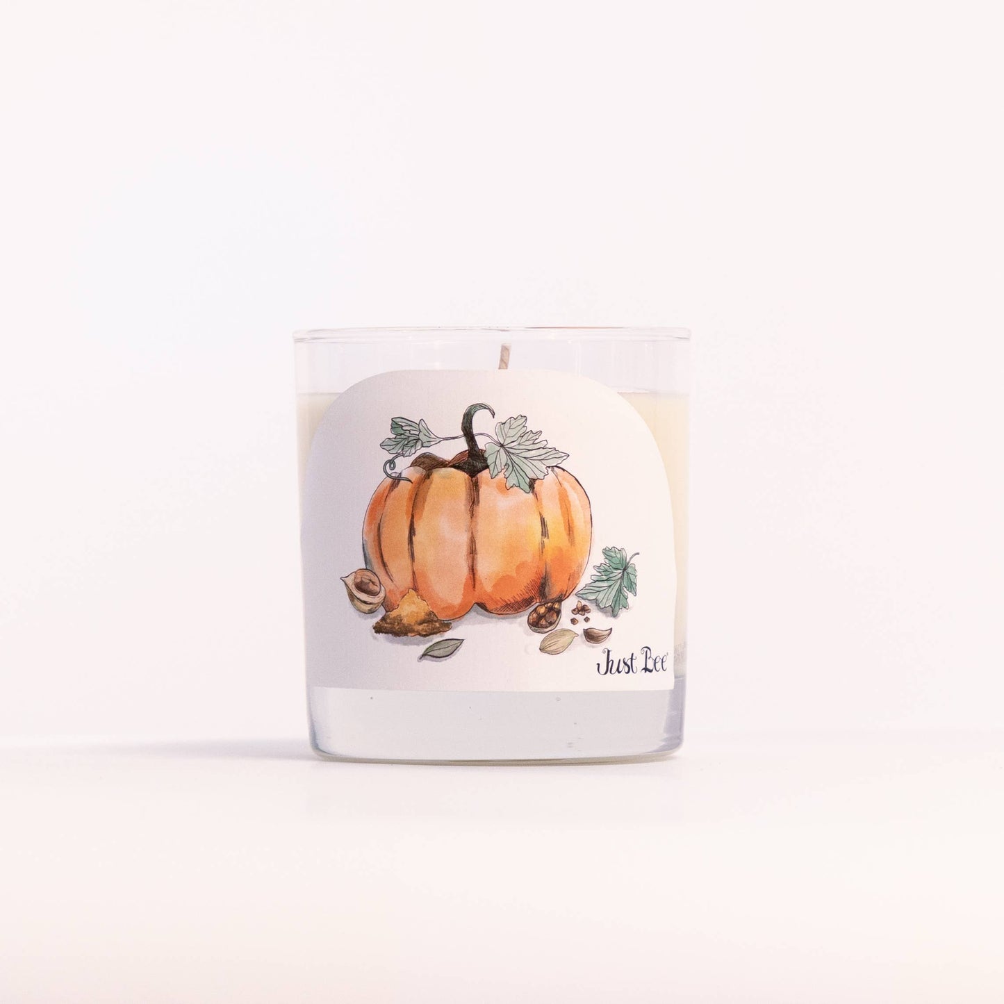 Spiced Pumpkin - Medium Glass - Just Bee Candle: Medium Glass (up to 40 hrs of clean burning)