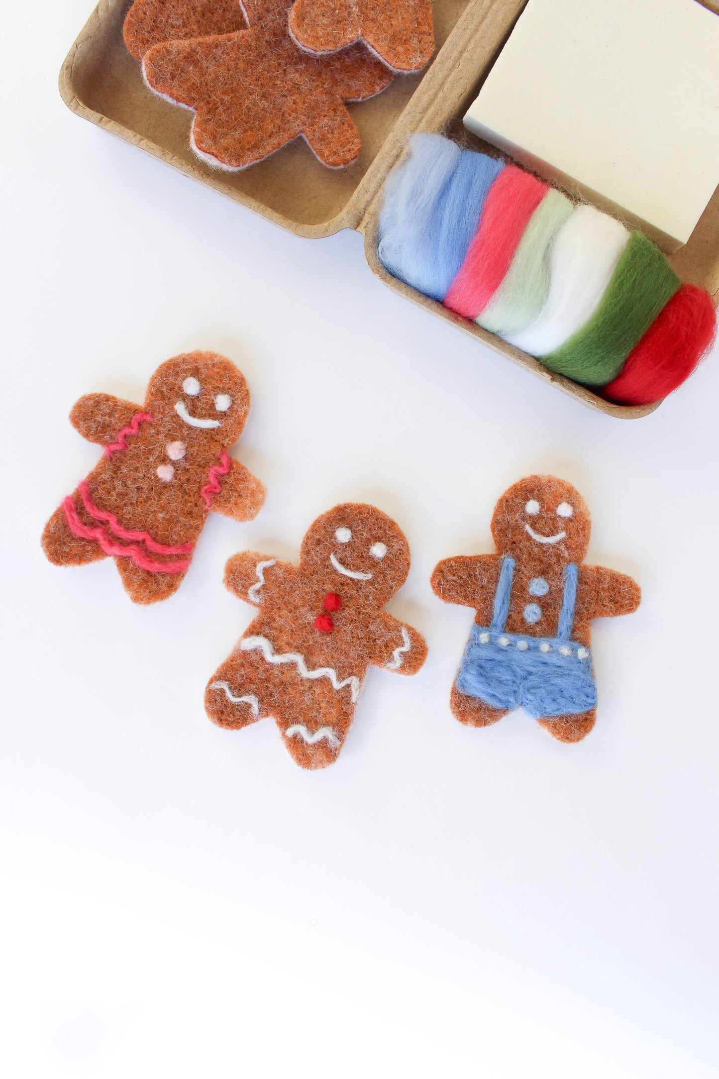 Mini Gingerbread Cookie Felting Craft Kit - Sheep Creek Studio