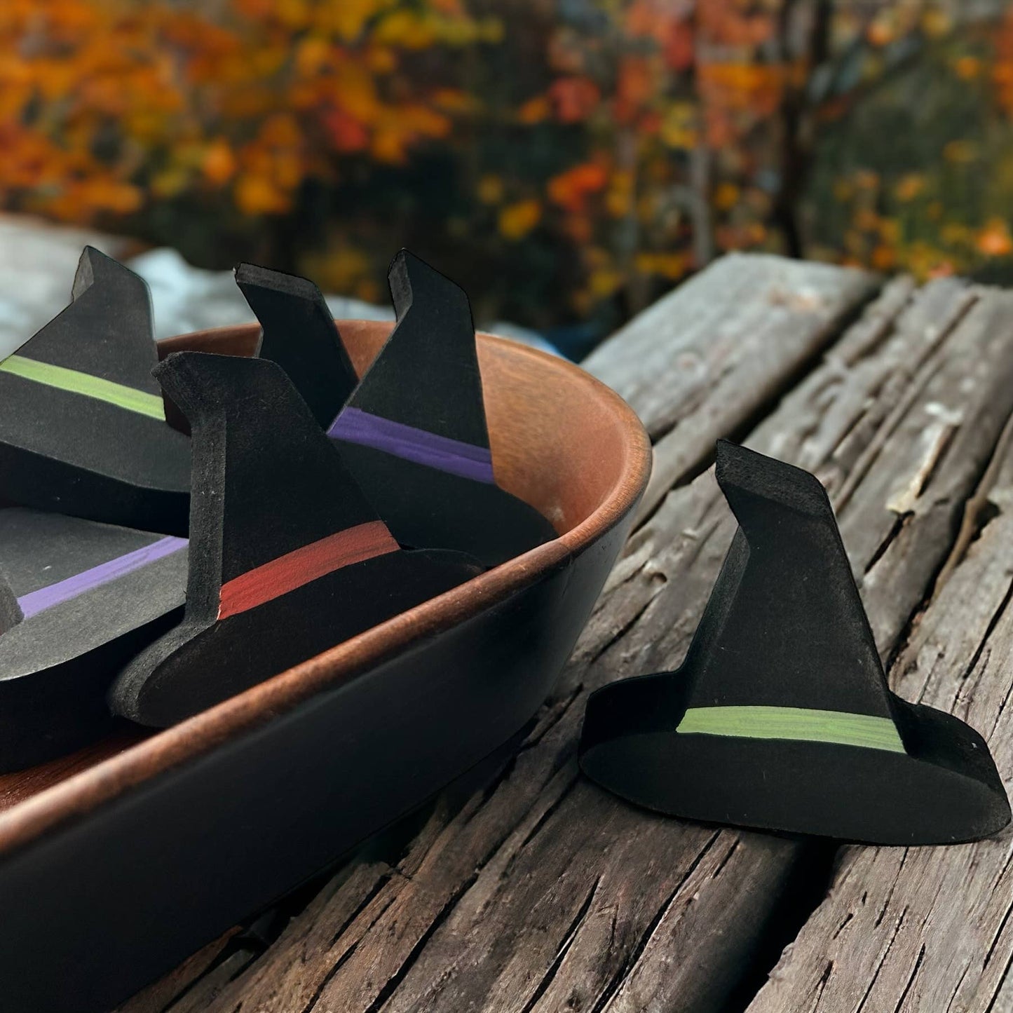 Halloween MINI Wood Witch Hats - Set of 3 