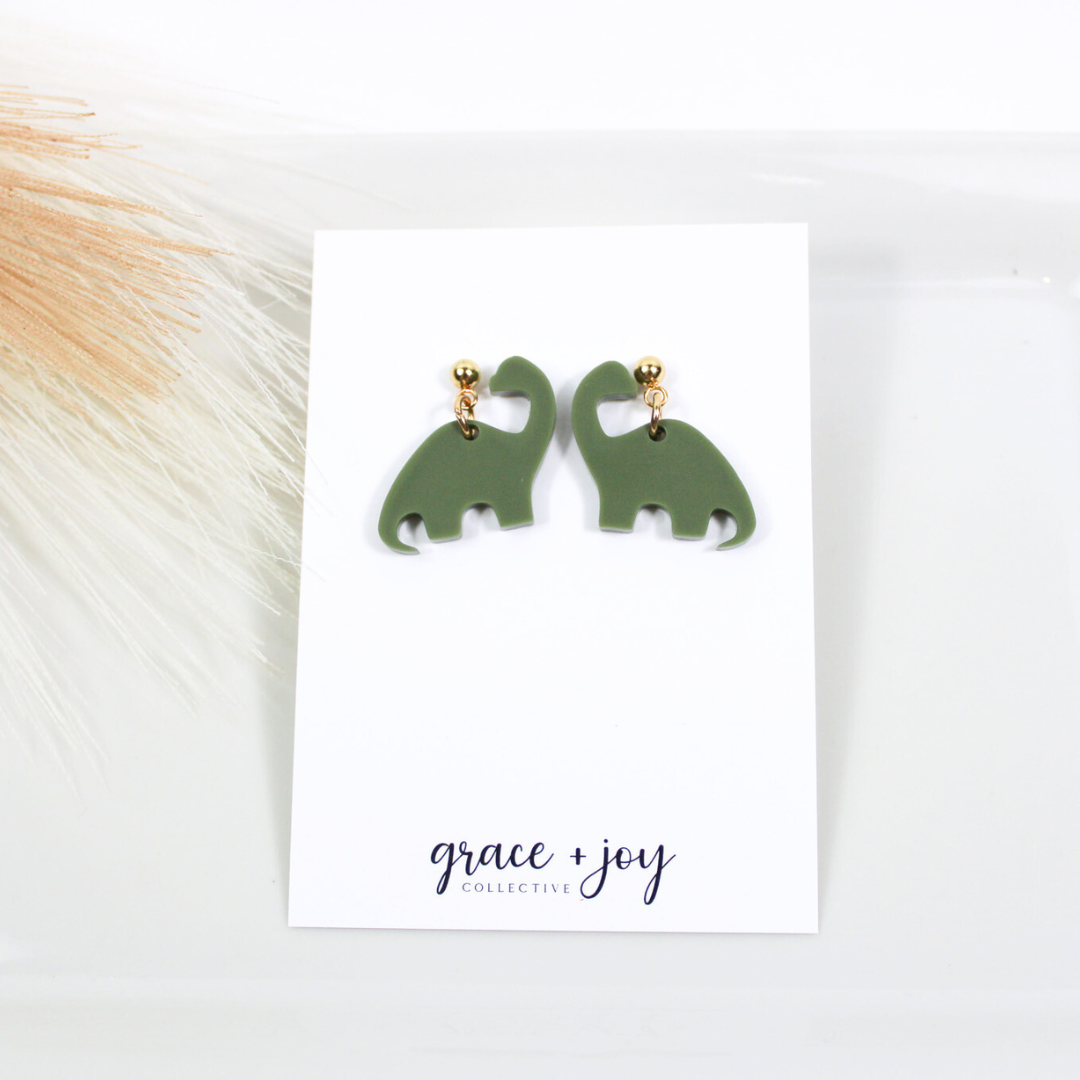 Dinosaur Dangle Earrings, Acrylic Earrings