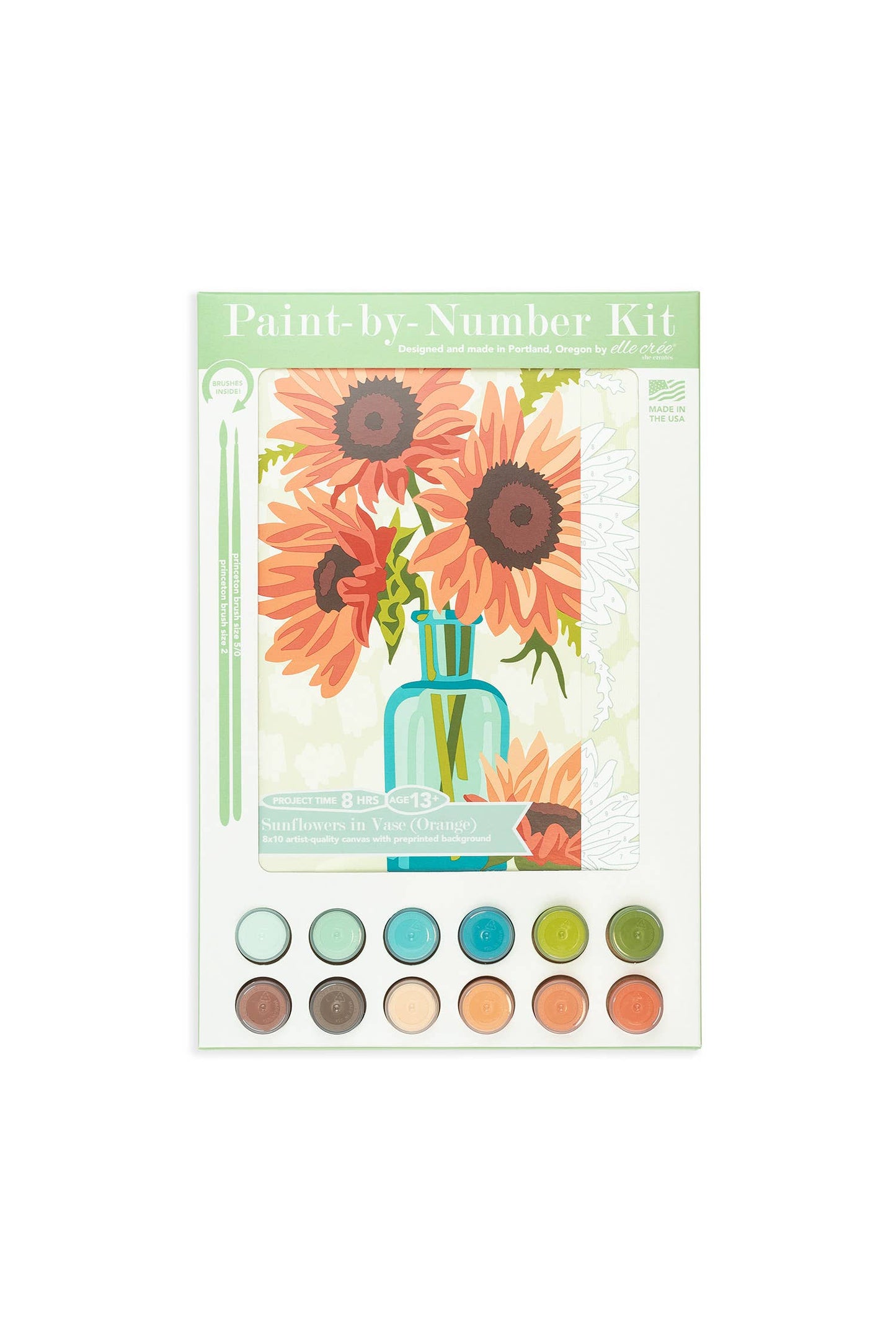 Sunflowers in Vase (Orange) Paint-by-Number Kit - Elle Crée (She Creates)