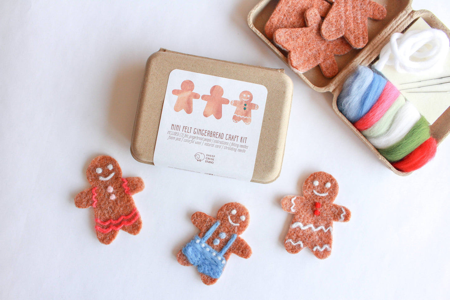 Mini Gingerbread Cookie Felting Craft Kit - Sheep Creek Studio