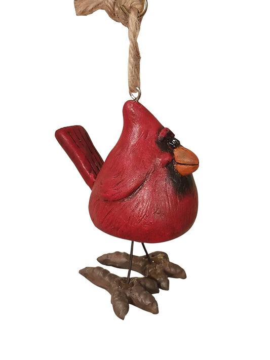 Bird Cardinal with Wire Legs Christmas Ornament | BAC 153
