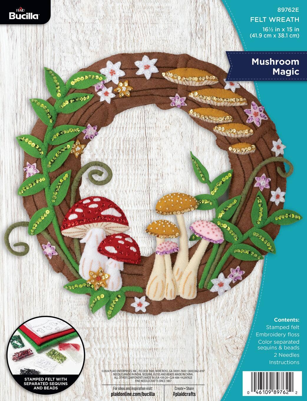 Bucilla Mushroom Magic Felt Home Decor Wreath Kit