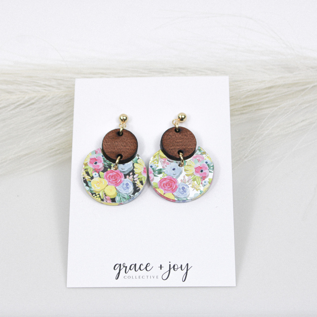 Floral Dangle Earrings, Acrylic Earrings Flower: Spring floral