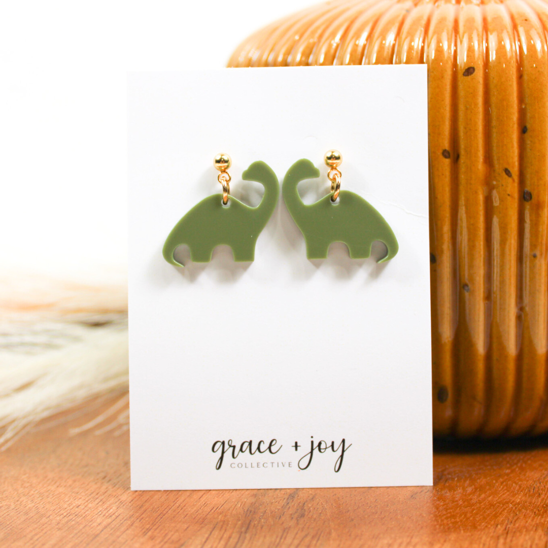 Dinosaur Dangle Earrings, Acrylic Earrings